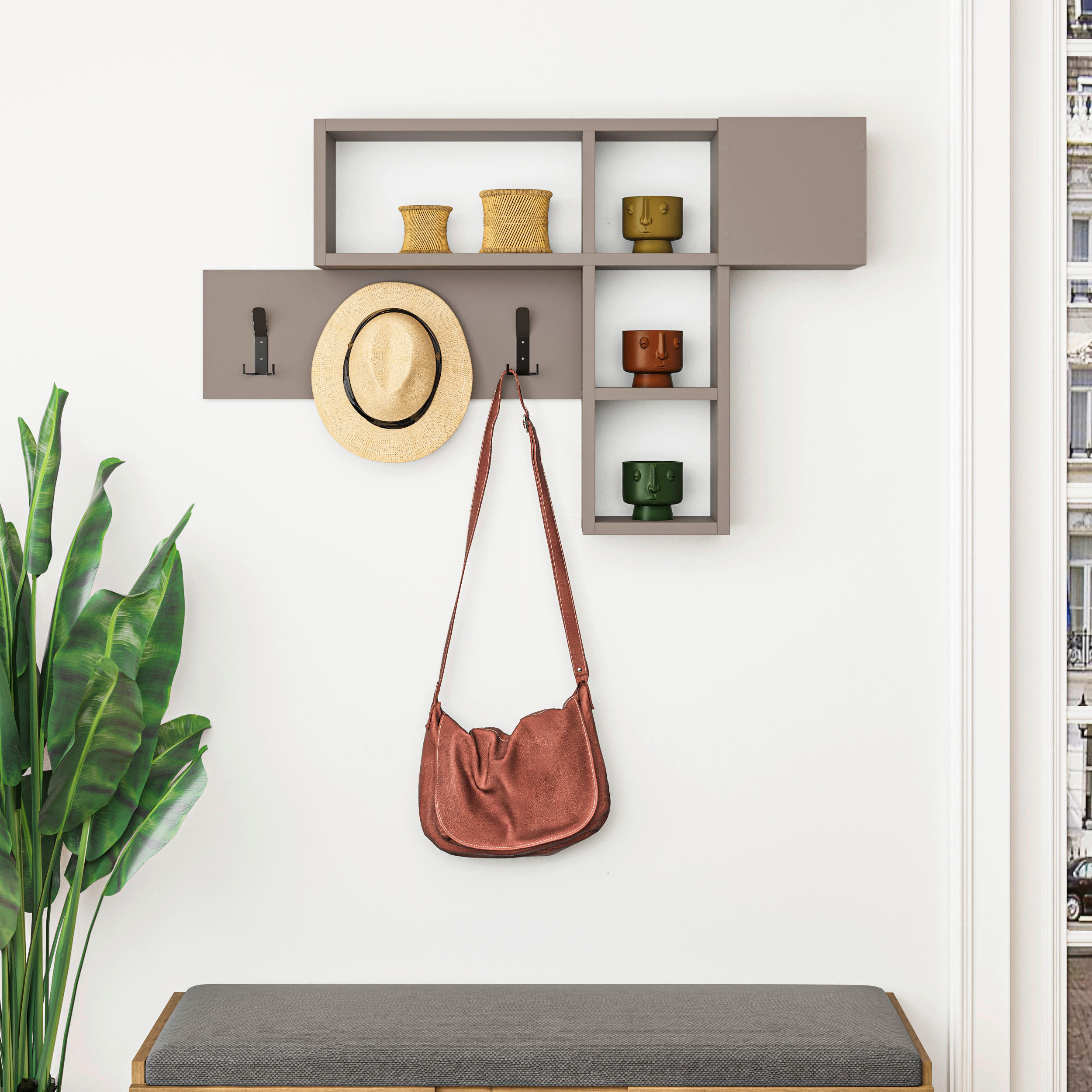 WANDGARDEROBE  in Mokka  - Mokka, Design, Holzwerkstoff (99.5/61/15cm) - Livetastic