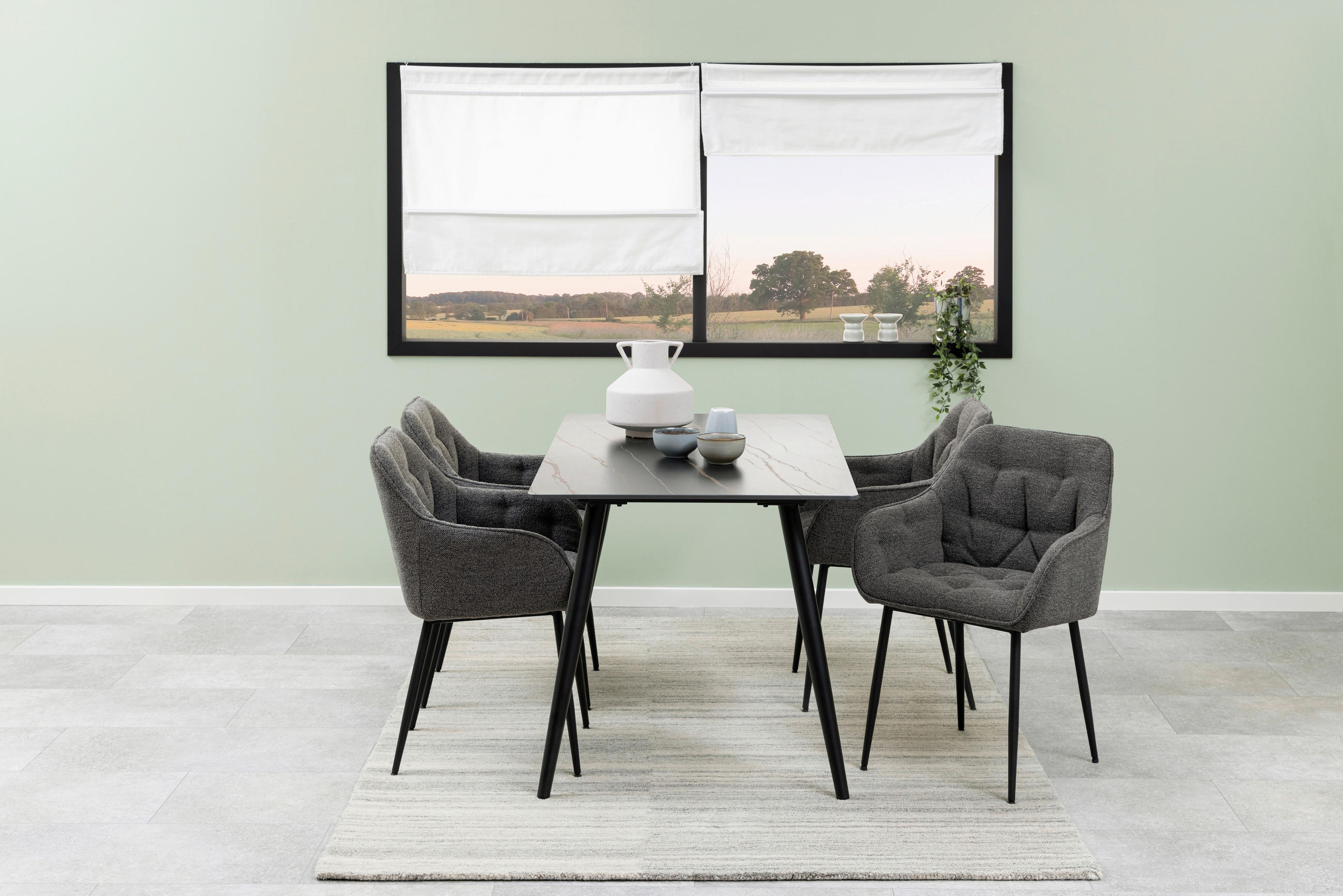 JÍDELNÍ STŮL, černá, 140/80/75 cm - černá, Moderní, kov/keramika (140/80/75cm) - MID.YOU