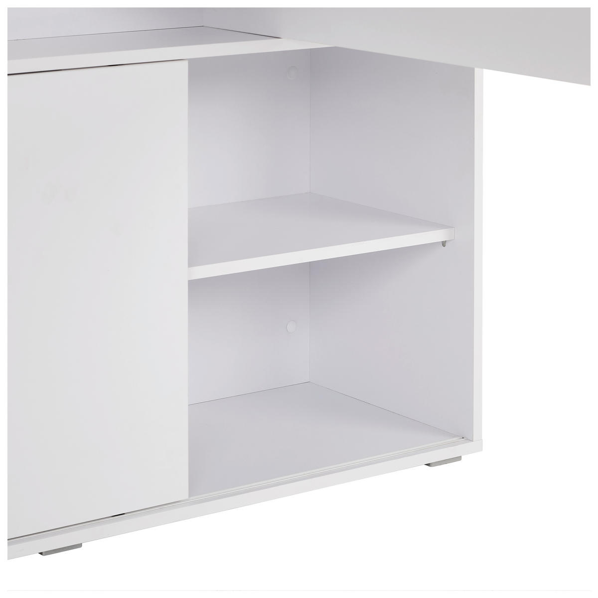 BÜRO abschließbar Silberfarben, Weiß - Silberfarben/Weiß, KONVENTIONELL, Holzwerkstoff/Kunststoff - Carryhome