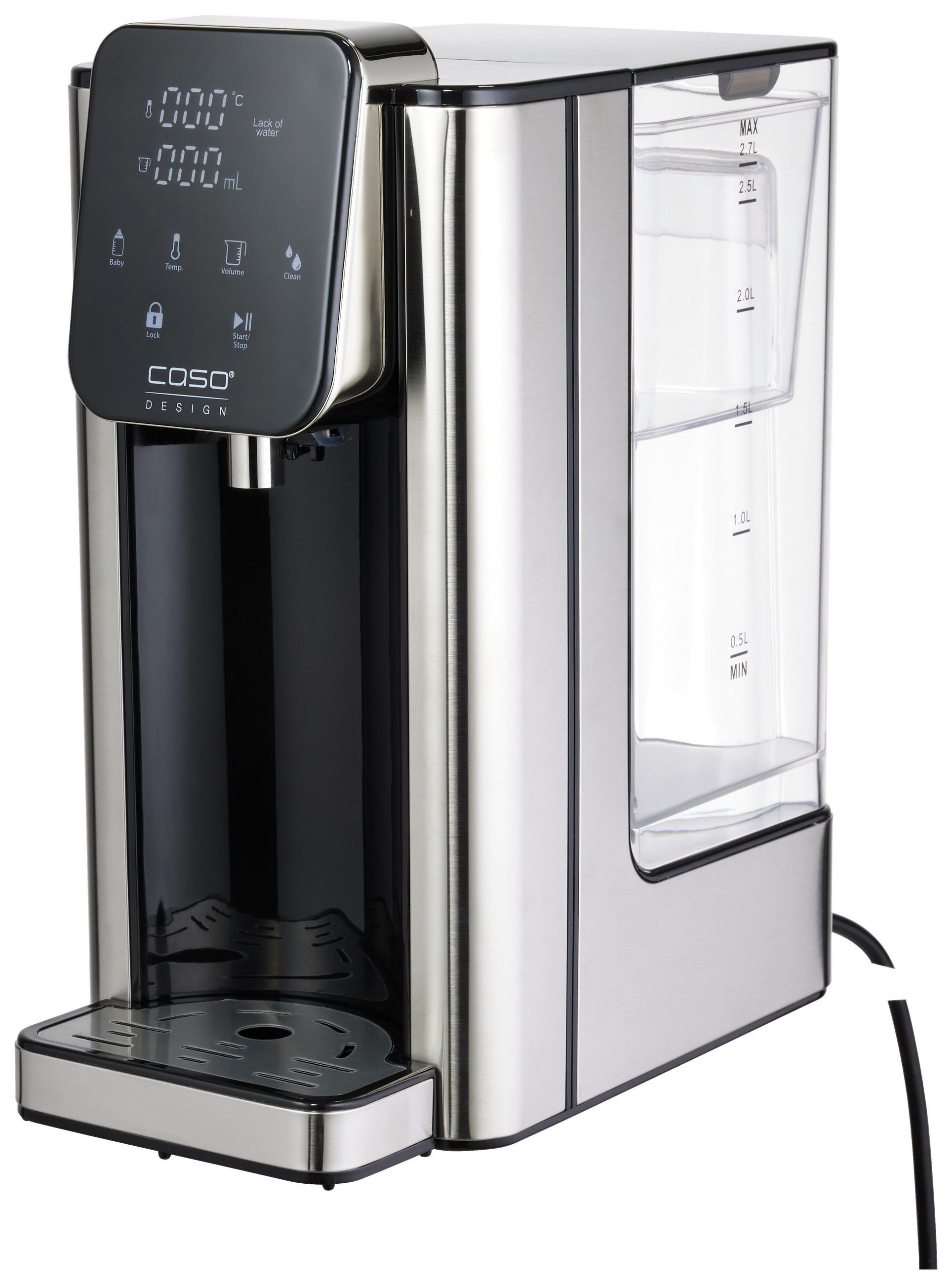 TURBO HEISSWASSERSPENDER HW 660 2,7 L  - Schwarz Hochglanz/Edelstahlfarben, Basics, Kunststoff/Metall (15,5/31,5/25,5cm) - CASO Design