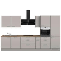 KÜCHENLEERBLOCK 360 cm   in Grau, Eiche dunkel  - Eiche dunkel/Edelstahlfarben, MODERN, Holzwerkstoff/Metall (360cm) - Nobilia