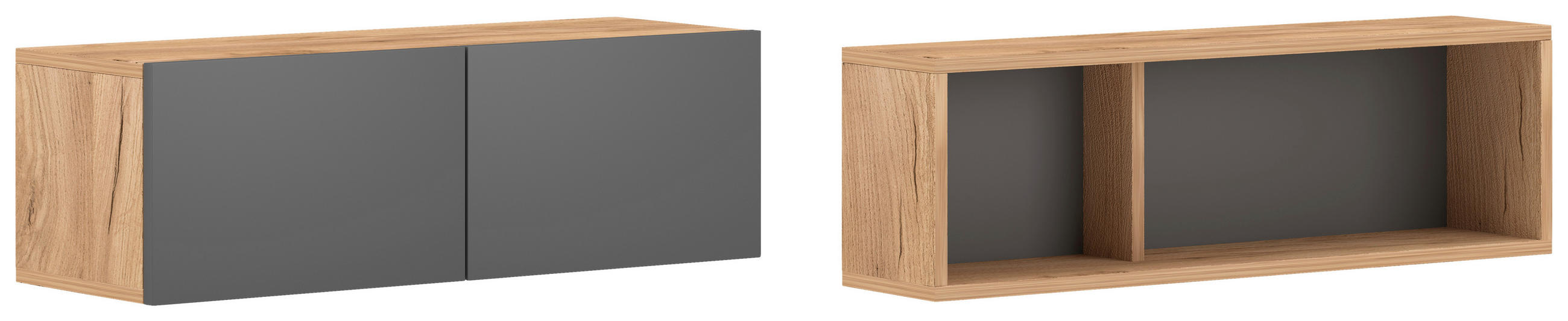 MID.YOU NÁSTĚNNÝ REGÁL, barvy dubu, 160/25/18-36,8 cm