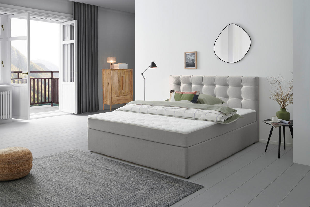 BOXBETT 200/200 cm,  in Grau,  - Grau, MODERN, Holz/Textil (200/200cm) - MID.YOU