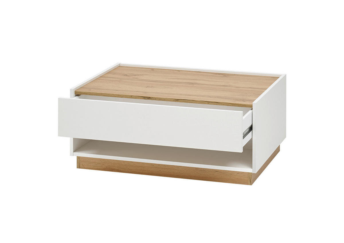 COUCHTISCH 90/60/38 cm rechteckig Weiß, Eiche Wotan  - Eiche Wotan/Weiß, Design, Holzwerkstoff (90/60/38cm) - Modante