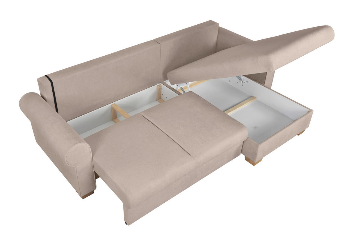ECKSOFA Arles Taupe  - Taupe/Buchefarben, Design, Holz/Textil (266/161cm) - MID.YOU