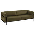 3-SITZER-SOFA  in Echtleder Grün  - Schwarz/Grün, Design, Leder/Metall (236/67/96cm) - Johann Jakob