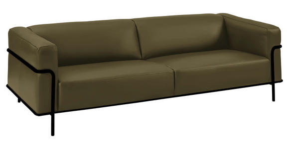 3-SITZER-SOFA  in Echtleder Grün  - Schwarz/Grün, Design, Leder/Metall (236/67/96cm) - Johann Jakob