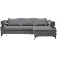 ECKSOFA in Chenille Dunkelgrau  - Dunkelgrau/Schwarz, Konventionell, Textil/Metall (265/184cm) - Hom`in