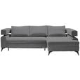 ECKSOFA Dunkelgrau Chenille  - Dunkelgrau/Schwarz, KONVENTIONELL, Textil/Metall (265/184cm) - Hom`in
