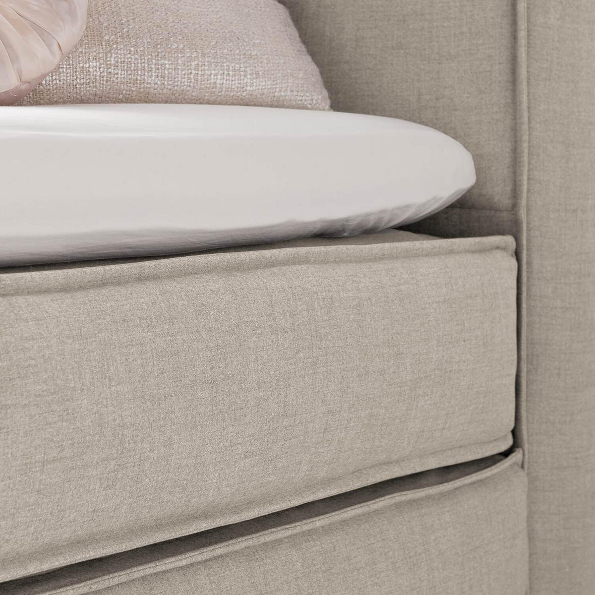 BOXSPRINGBETT 140/220 cm  in Beige  - Beige/Schwarz, Design, Kunststoff/Textil (140/220cm) - home24