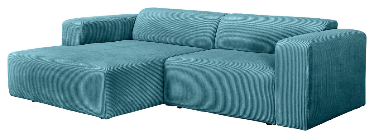 ECKSOFA BASMA Hellblau Cord  - Schwarz/Hellblau, Design, Kunststoff/Textil (175/298cm) - P & B