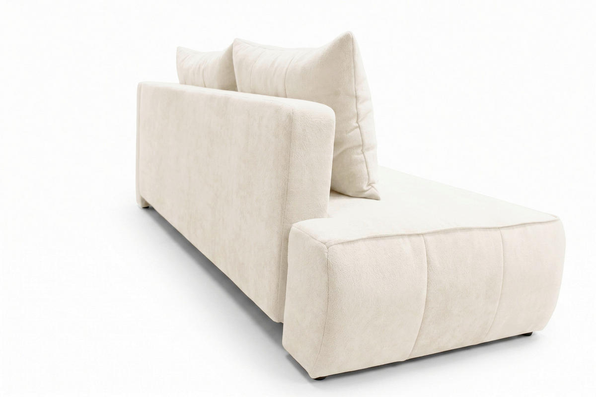 RÉCAMIERE HEVIA in Bouclé Creme  inkl.  - Creme/Schwarz, Design, Kunststoff/Textil (235/97/98cm) - MID.YOU