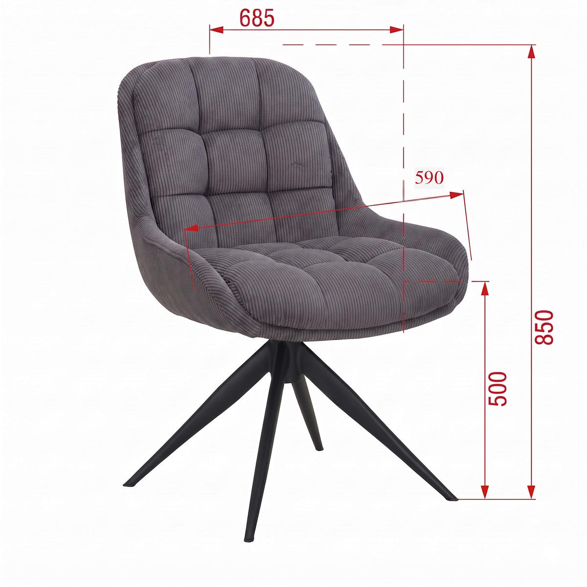 STUHL - Anthrazit/Schwarz, Design, Textil/Metall (58/85/70cm) - Johann Jakob