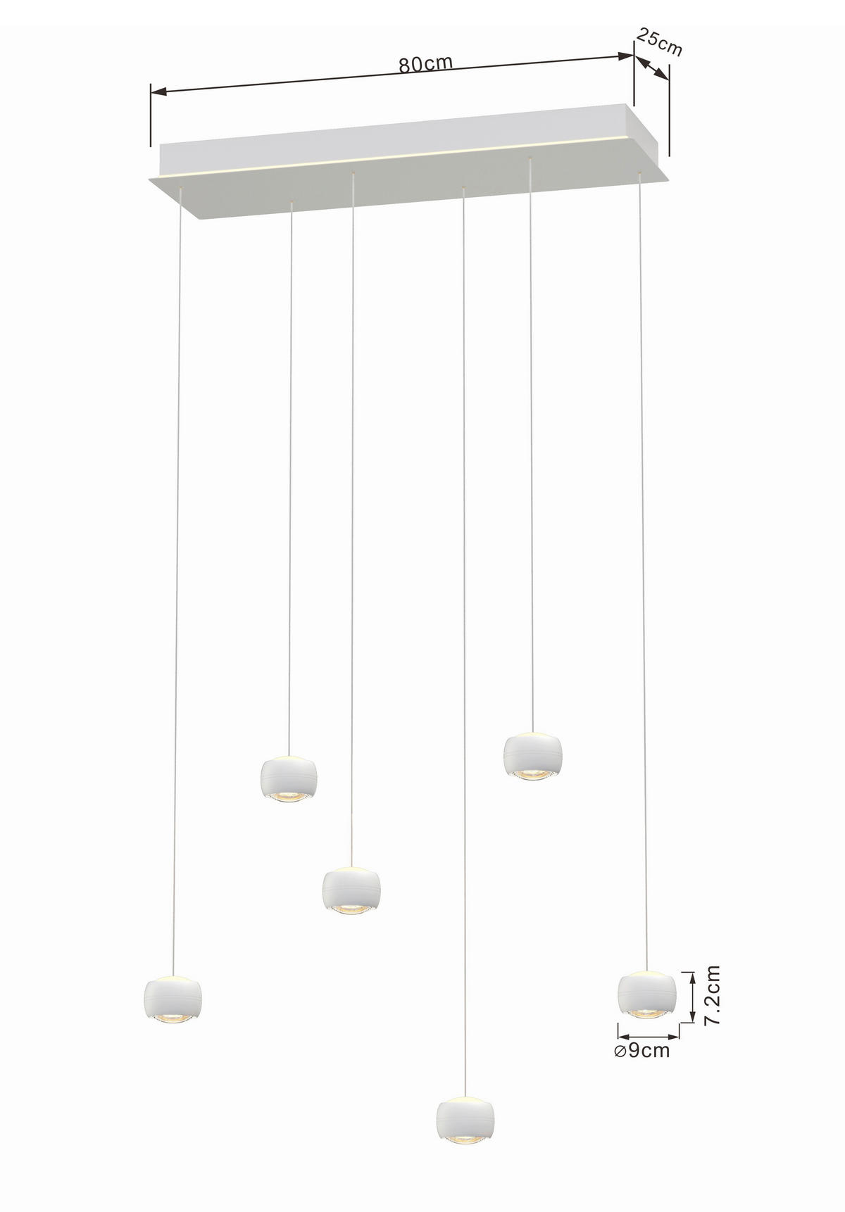 LED-HÄNGELEUCHTE 76/25/180 cm  - Weiß, Design, Metall (76/25/180cm)
