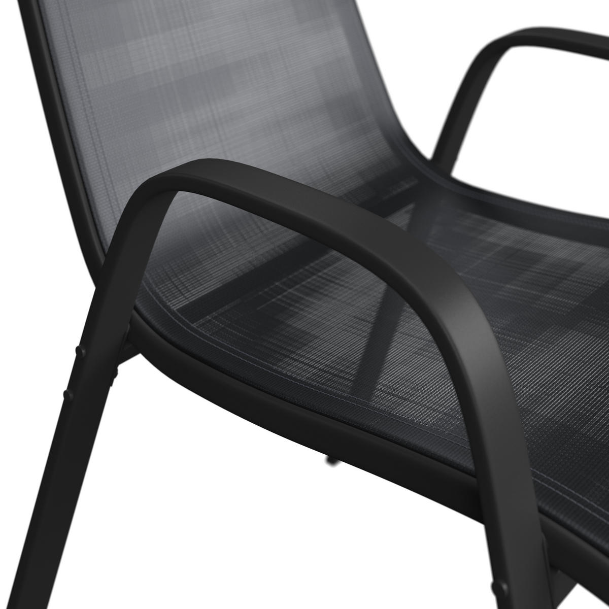 GARTENSESSEL-SET Metall, Textil Schwarz  - Schwarz, Modern, Textil/Metall (54/90/72cm) - Ambia Garden