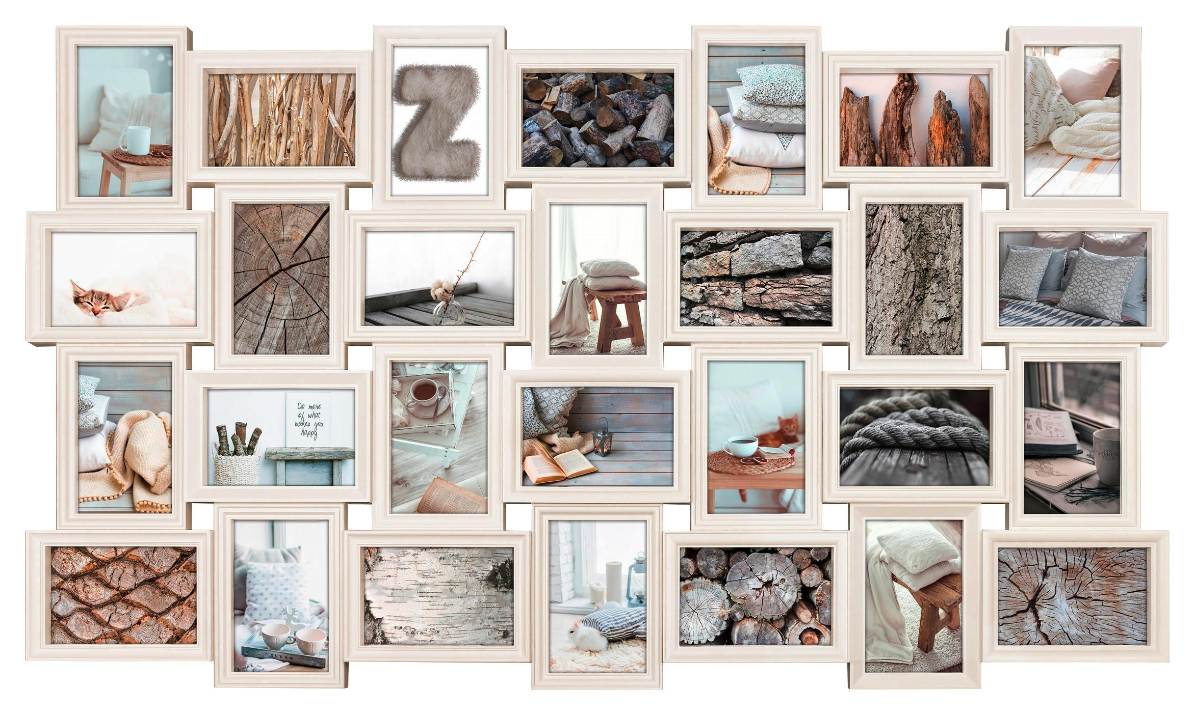 Collagen-Bilderrahmen in Weiß