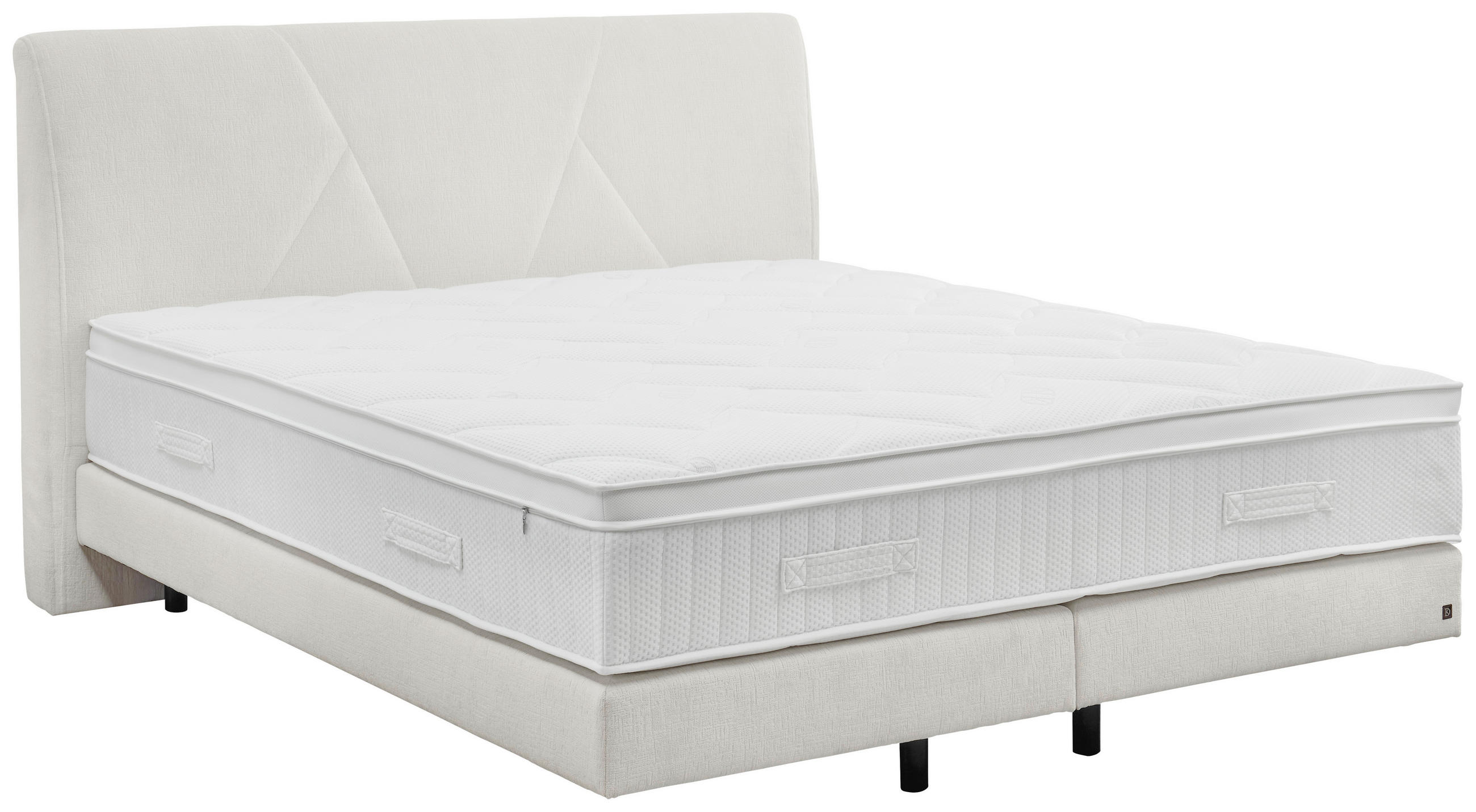 BOXSPRINGBETT 200/200 cm,  in Creme, Topper, Matratzen, unterschiedliche Matratzenhärtegrade je Bettseite, H2 + H3 = mittel + fest  - Creme/Schwarz, Design, Kunststoff/Textil (200/200cm) - Dieter Knoll