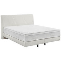 BOXSPRINGBETT 200/200 cm,  in Creme, Topper, Matratzen, unterschiedliche Matratzenhärtegrade je Bettseite, H2 + H3 = mittel + fest  - Creme/Schwarz, Design, Kunststoff/Textil (200/200cm) - Dieter Knoll