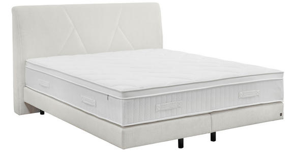 BOXSPRINGBETT 200/200 cm,  in Creme, Topper, Matratzen, unterschiedliche Matratzenhärtegrade je Bettseite, H2 + H3 = mittel + fest  - Creme/Schwarz, Design, Kunststoff/Textil (200/200cm) - Dieter Knoll