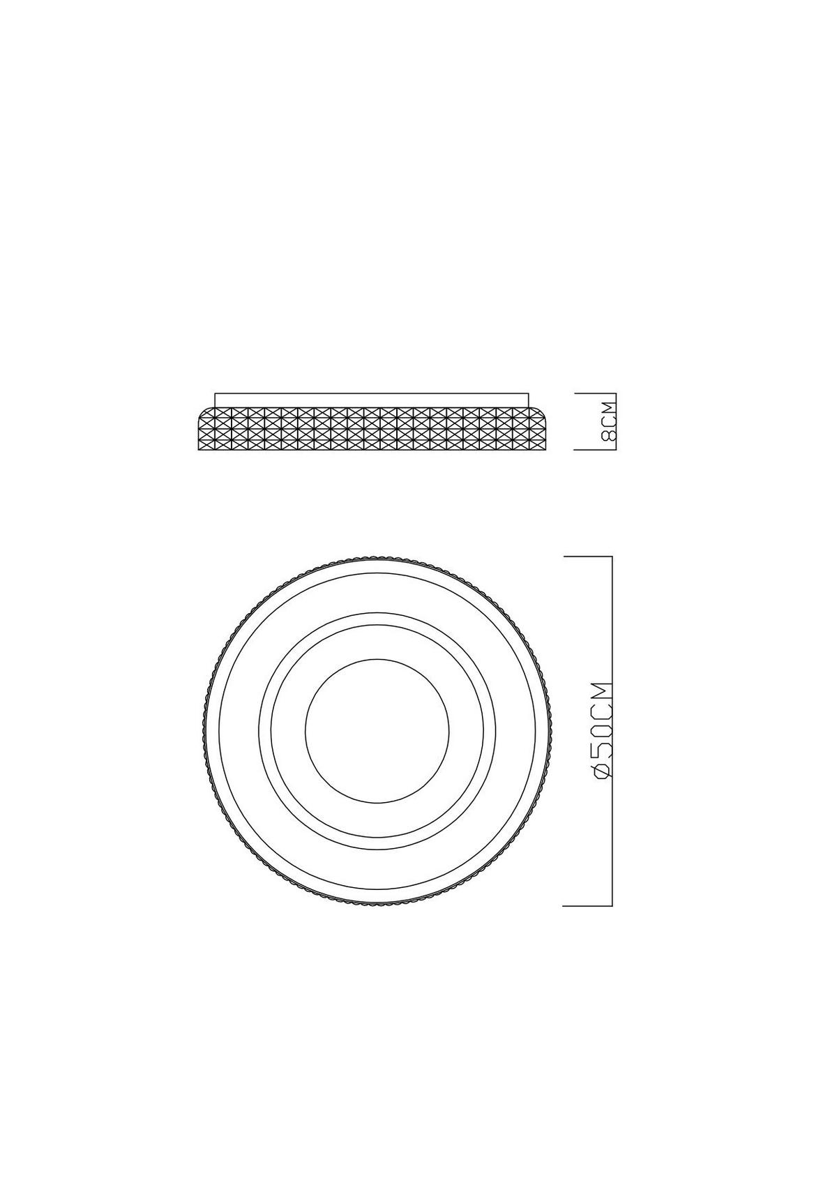 DECKENLEUCHTE 50/8 cm   - Klar/Opal, Basics, Kunststoff/Metall (50/8cm) - Globo