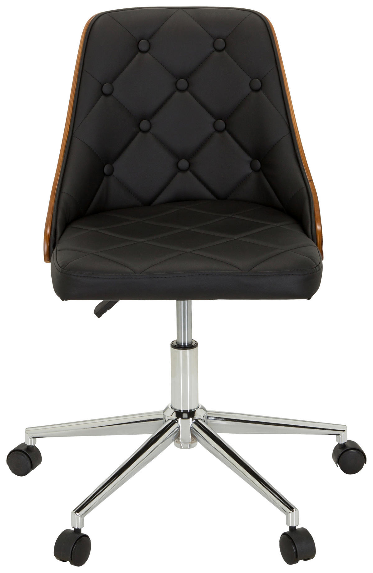 OTOČNÁ ŽIDLE, vzhled kůže, černá, barvy teak - barvy teak/černá, Moderní, kov/dřevo (68/83cm) - MID.YOU