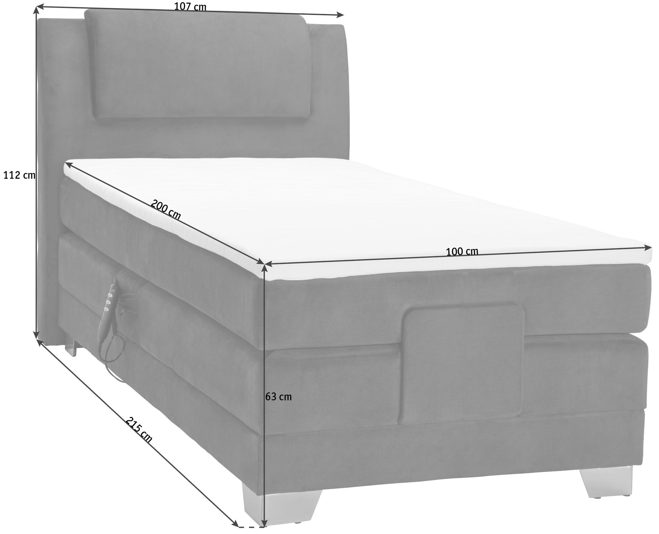 BOXSPRINGBETT 100/200 cm  in Schwarz  - Silberfarben/Schwarz, KONVENTIONELL, Kunststoff/Textil (100/200cm) - Esposa