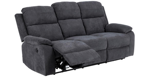 3-SITZER-SOFA Chenille Dunkelgrau  - Dunkelgrau/Schwarz, KONVENTIONELL, Textil/Metall (196,5/98/95cm) - Carryhome