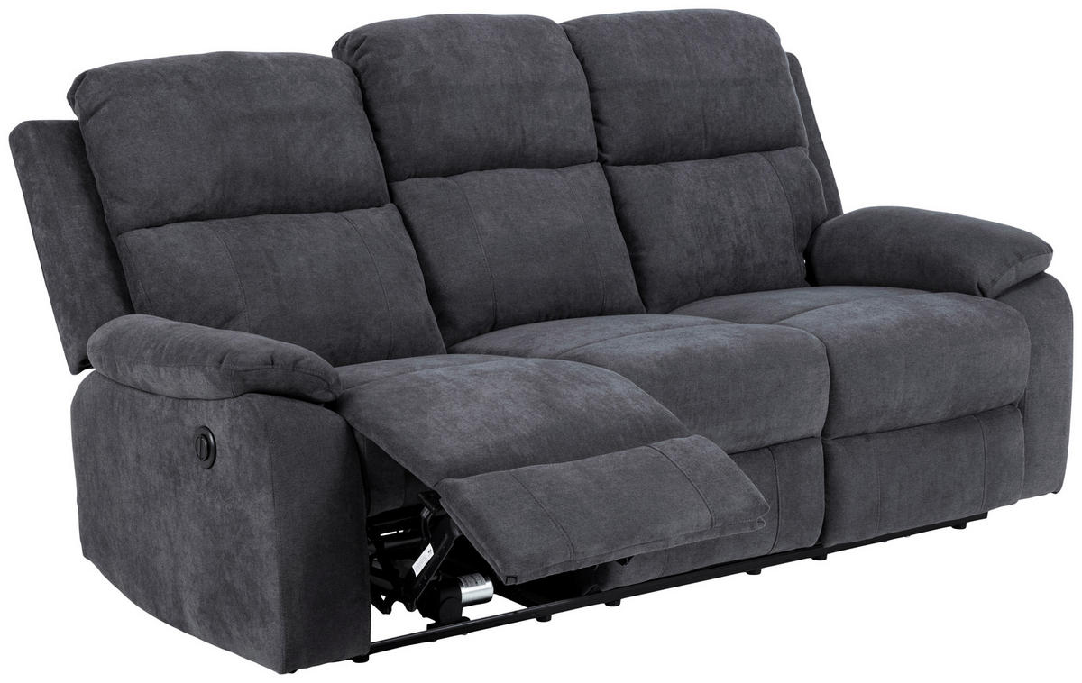 3-SITZER-SOFA in Chenille Dunkelgrau  - Dunkelgrau/Schwarz, Konventionell, Textil/Metall (196,5/98/95cm) - MID.YOU