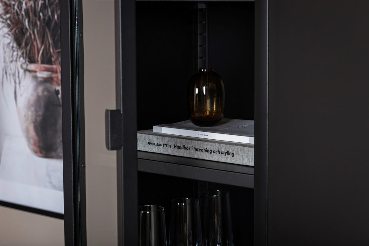 VITRINE in Schwarz  - Schwarz, Design, Metall (40.5/150/35cm) - Livetastic