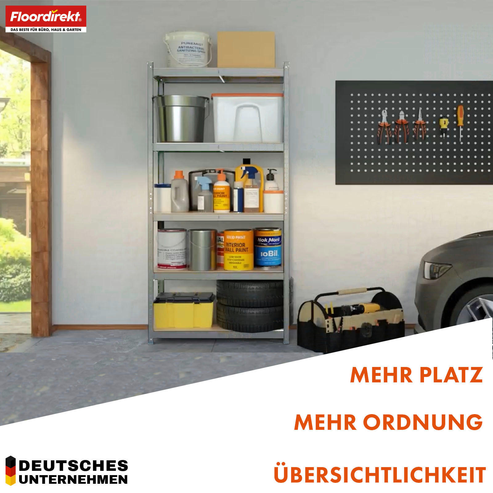 SCHWERLASTREGAL 90/180/45 cm  - Zinkfarben, Basics, Naturmaterialien/Metall (90/180/45cm) - Floordirekt