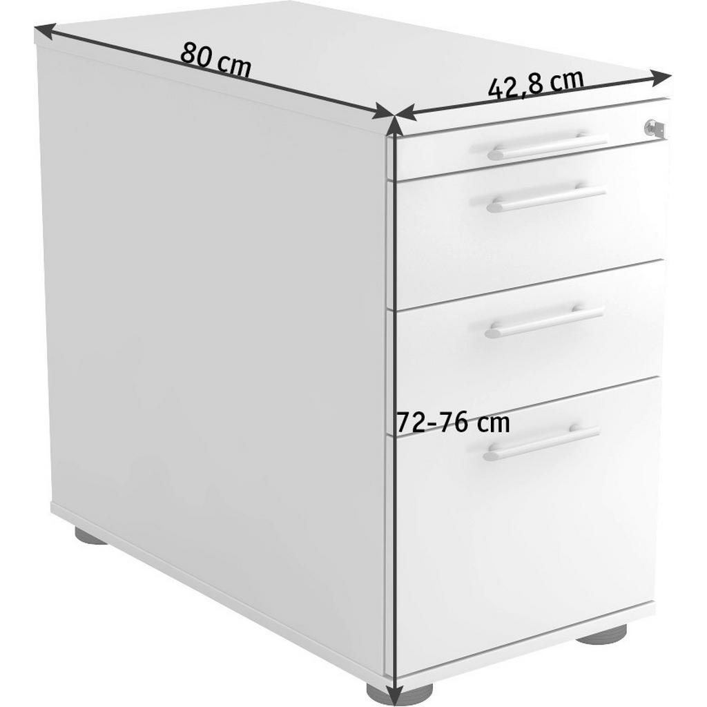 Thumbnail - Venda Anstellcontainer, Buche, Kunststoff, 4 Schublade(n) Schubladen, 42.8x72-76x80 cm, Fsc, DIN EN ISO 14001, Beimöbel ...