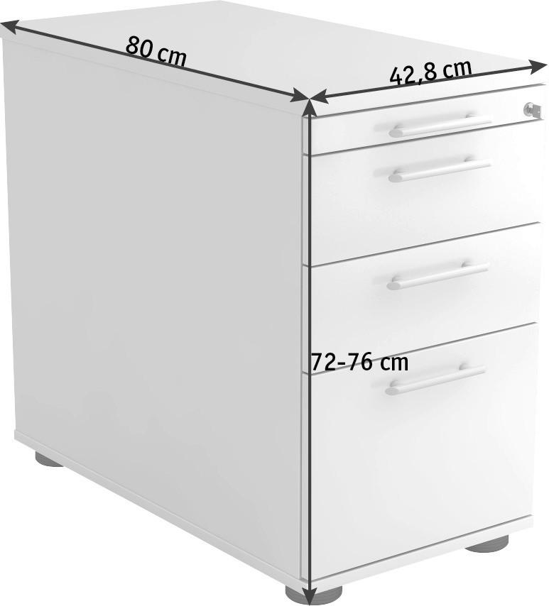 Thumbnail - Venda Anstellcontainer, Nussbaum, Kunststoff, 4 Schublade(n) Schubladen, 42.8x72-76x80 cm, Fsc, DIN EN ISO 14001, Beimöb...
