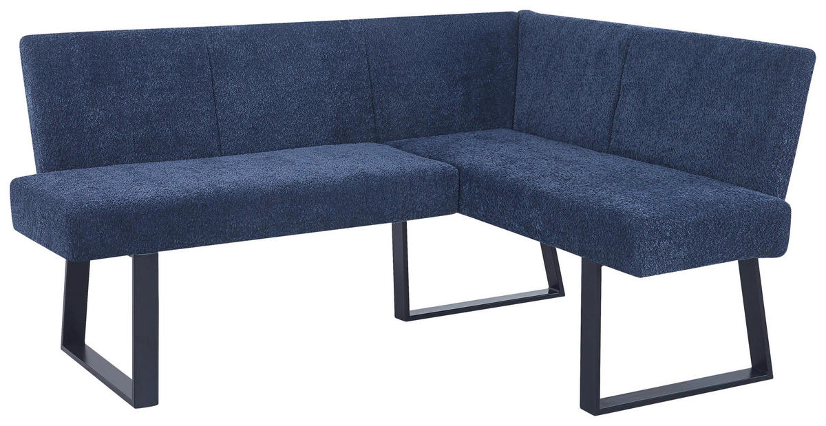 ECKBANK 160/130 cm Leinenoptik Dunkelblau   - Schwarz/Dunkelblau, KONVENTIONELL, Textil/Metall (160/130cm) - MID.YOU