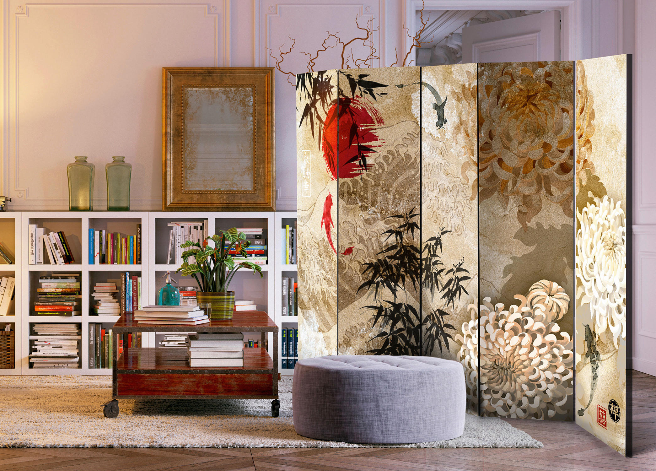 artgeist Paravent Braun, Rot 225x172x3 cm