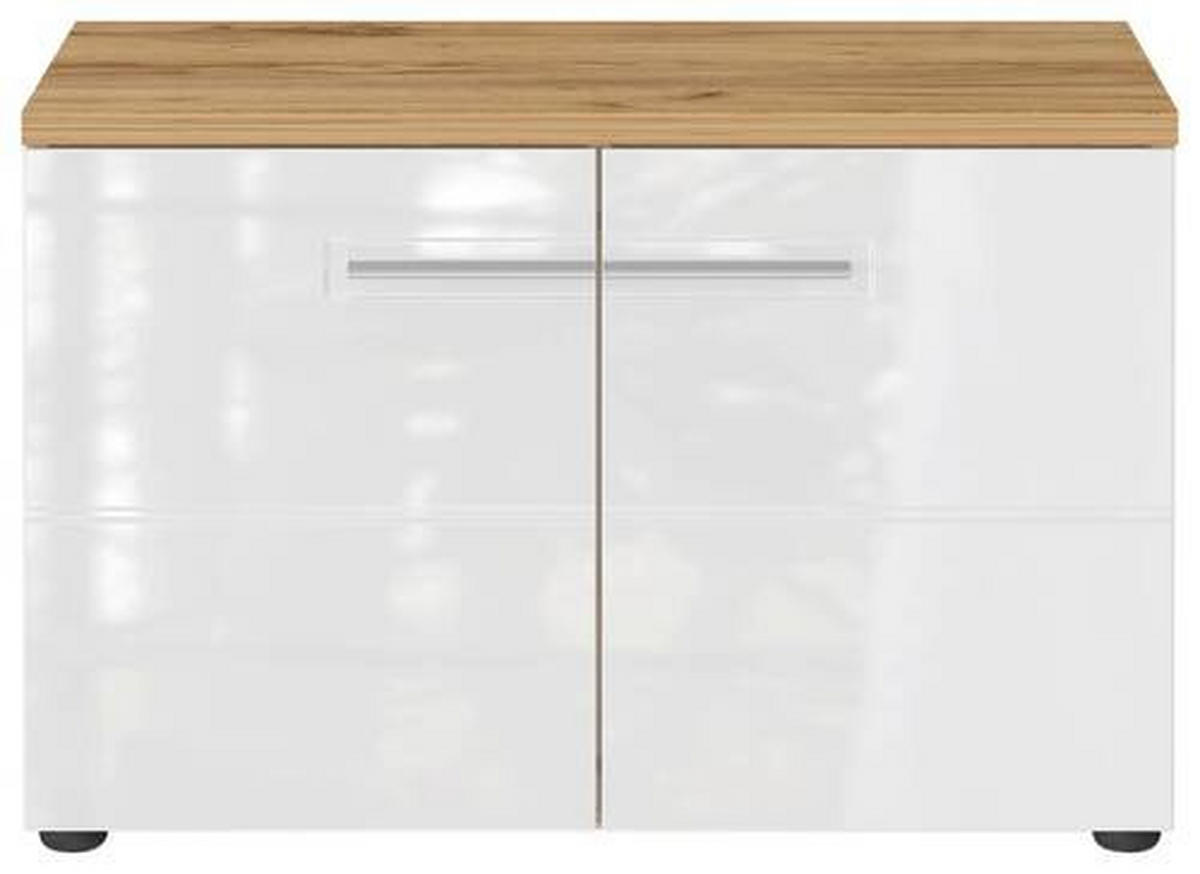 SCHUHBANK 75/50/41 cm  - Eichefarben/Silberfarben, MODERN, Holzwerkstoff/Metall (75/50/41cm) - Germania