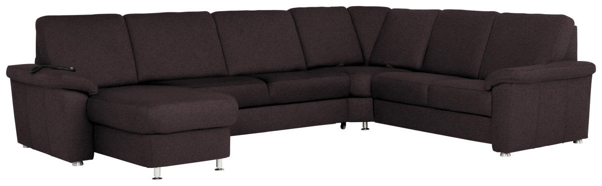WOHNLANDSCHAFT in Flachgewebe Mokka  - Chromfarben/Mokka, KONVENTIONELL, Textil/Metall (163/336/240cm) - Beldomo System