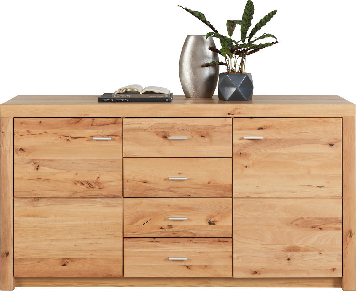 KOMODA, barve bukve  - barve aluminija/barve bukve, Konvencionalno, umetna masa/les (163/88/44cm) - Valnatura