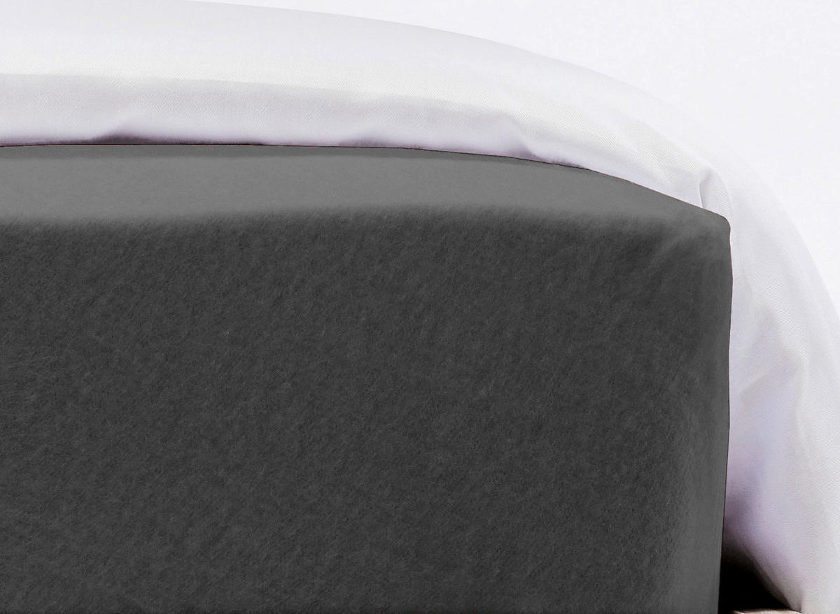SPANNBETTTUCH Flausch Jersey Jersey  - Anthrazit, Basics, Textil (100/200cm) - Fleuresse