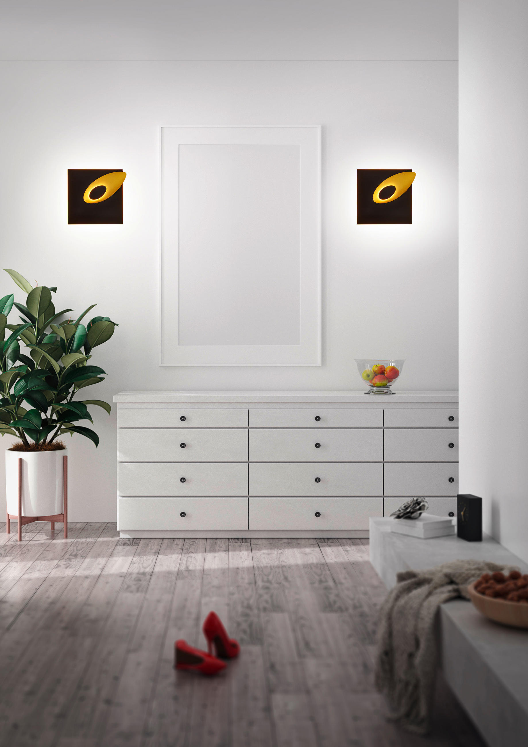 LED-WANDLEUCHTE Tail   - Goldfarben/Schwarz, Design, Metall (21/20/5,5cm) - Helestra