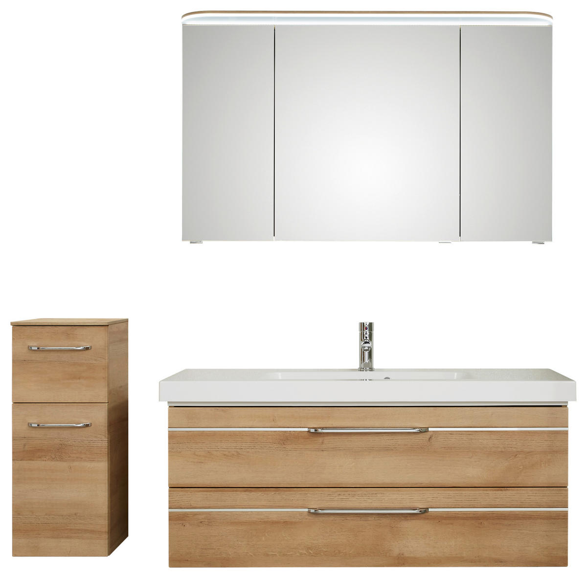 BADEZIMMER 4-teilig  in 153 cm  - Chromfarben/Eichefarben, KONVENTIONELL, Glas/Holzwerkstoff (153cm) - Pelipal
