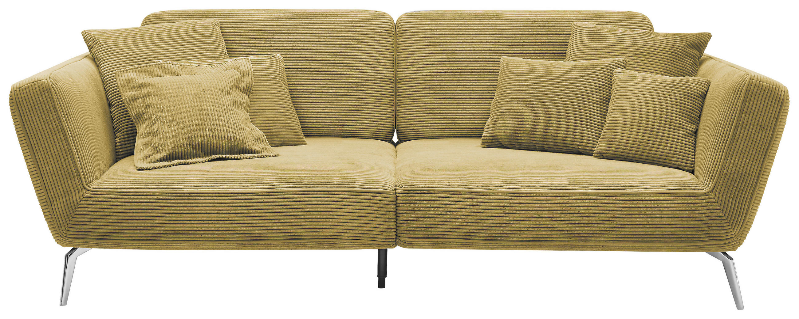 3-SITZER-SOFA Cord Gelb  - Chromfarben/Gelb, KONVENTIONELL, Kunststoff/Textil (260/90/125cm) - SetOne by Musterring