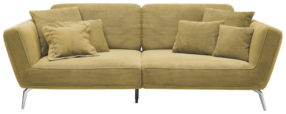 3-SITZER-SOFA Cord Gelb  - Chromfarben/Gelb, KONVENTIONELL, Kunststoff/Textil (260/90/125cm) - SetOne by Musterring