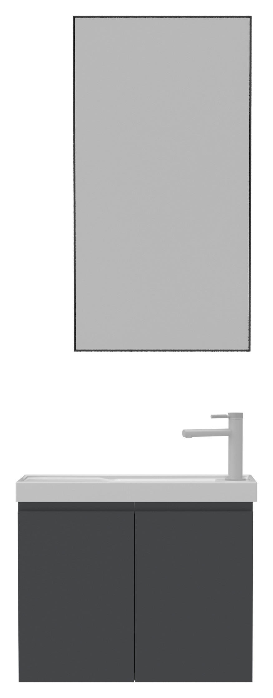 BADEZIMMER 3-teilig  in  - Weiß Hochglanz/Anthrazit, MODERN, Holz/Keramik (60/140/22cm) - MID.YOU