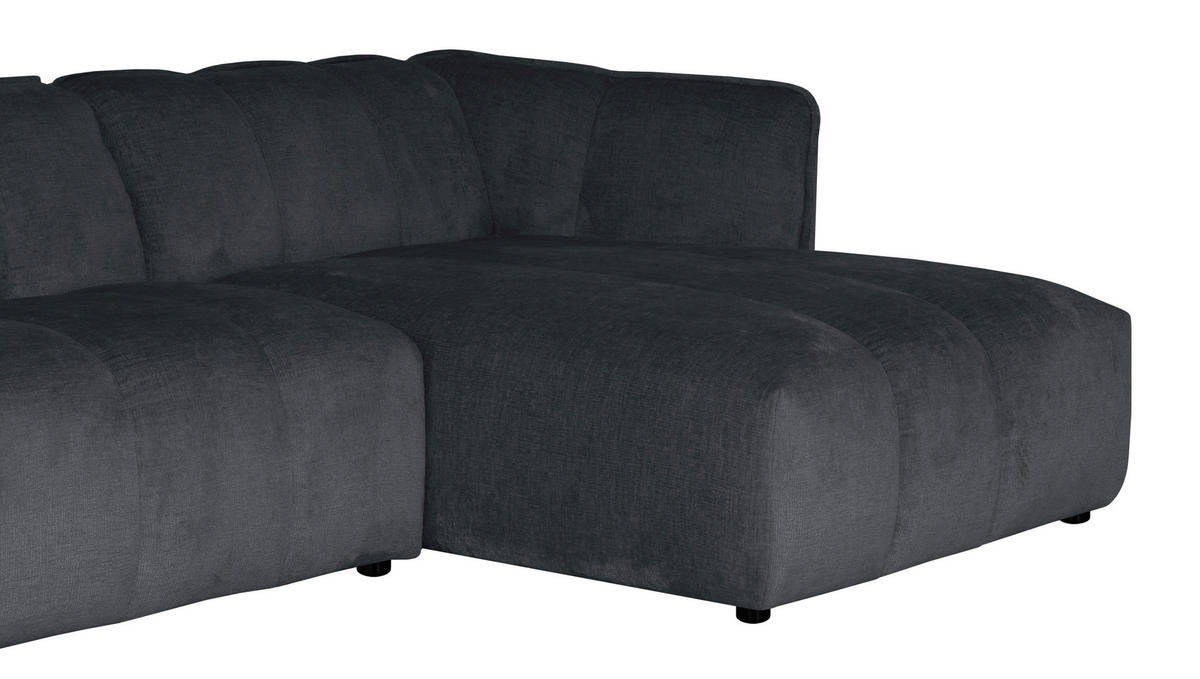 ECKSOFA Chenille Grau  - Schwarz/Grau, Design, Textil (306/160cm) - MID.YOU