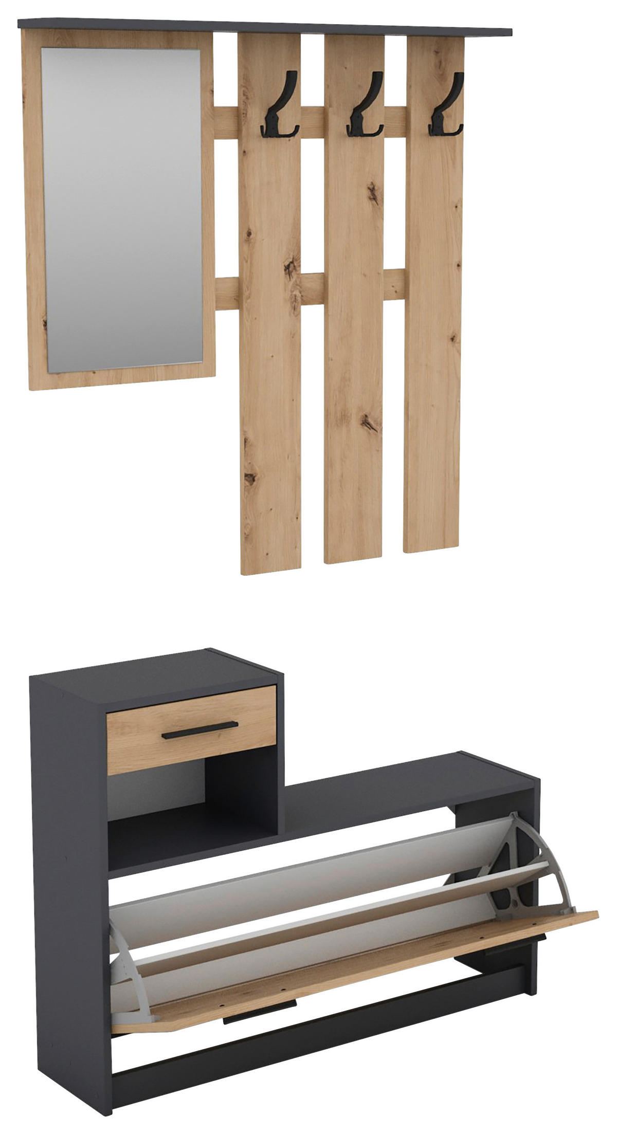 GARDEROBE 2-teilig  in 97/190/25 cm  - Anthrazit/Eiche Artisan, Design, Holzwerkstoff/Kunststoff (97/190/25cm) - Livetastic