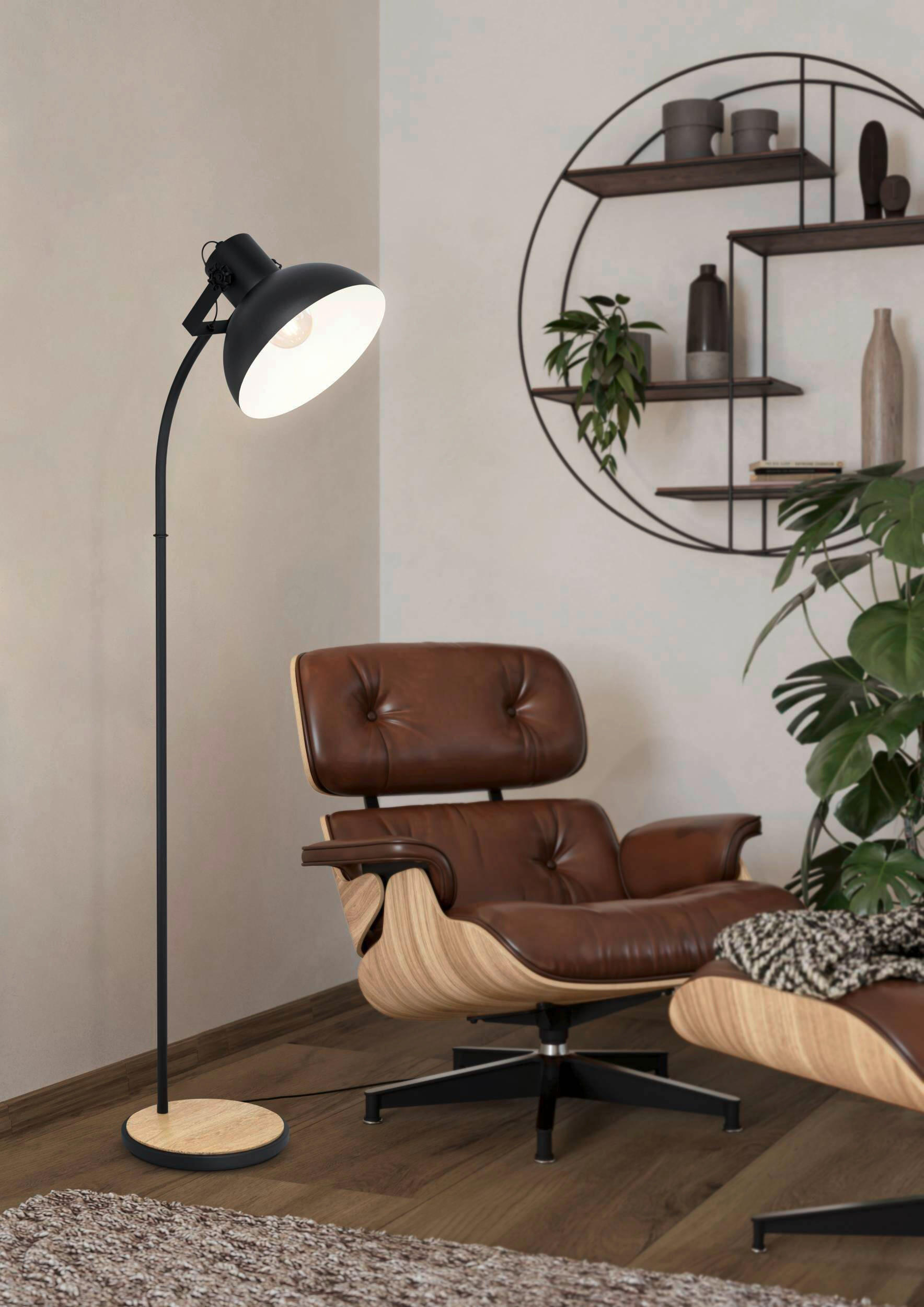 GOLVLAMPA Lubenham 47,5/30/160 cm    - brun/svart, Lifestyle, metall/trä (47,5/30/160cm) - Eglo