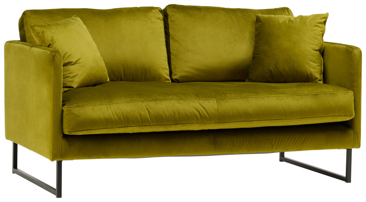 2-SITS SOFFA i textil grön  - grön/svart, Design, metall/textil (150/78/84cm) - Carryhome