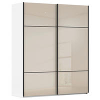 SCHWEBETÜRENSCHRANK  in Weiß, Champagner  - Champagner/Schwarz, KONVENTIONELL, Glas/Holzwerkstoff (162/223/68cm) - Novel