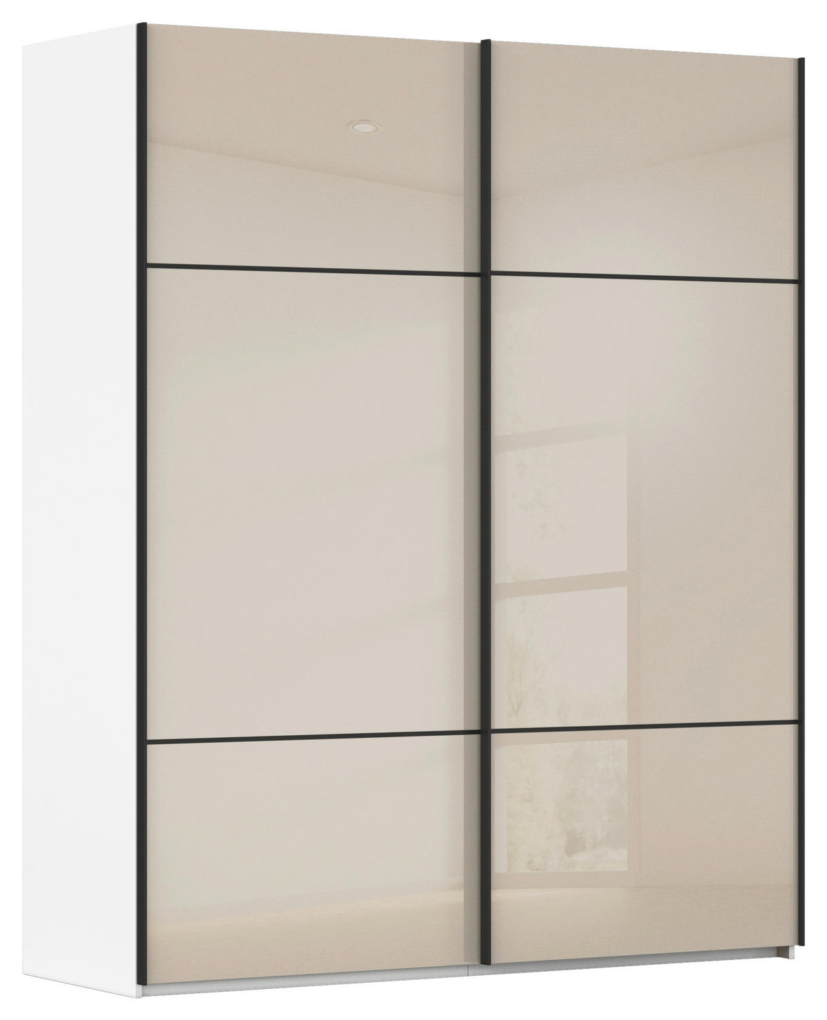 SCHWEBETÜRENSCHRANK  in Weiß, Champagner  - Champagner/Schwarz, KONVENTIONELL, Glas/Holzwerkstoff (162/223/68cm) - Novel