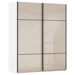 SCHWEBETÜRENSCHRANK 162/223/68 cm 2-türig Weiß, Champagner  - Champagner/Schwarz, KONVENTIONELL, Glas/Holzwerkstoff (162/223/68cm) - Novel